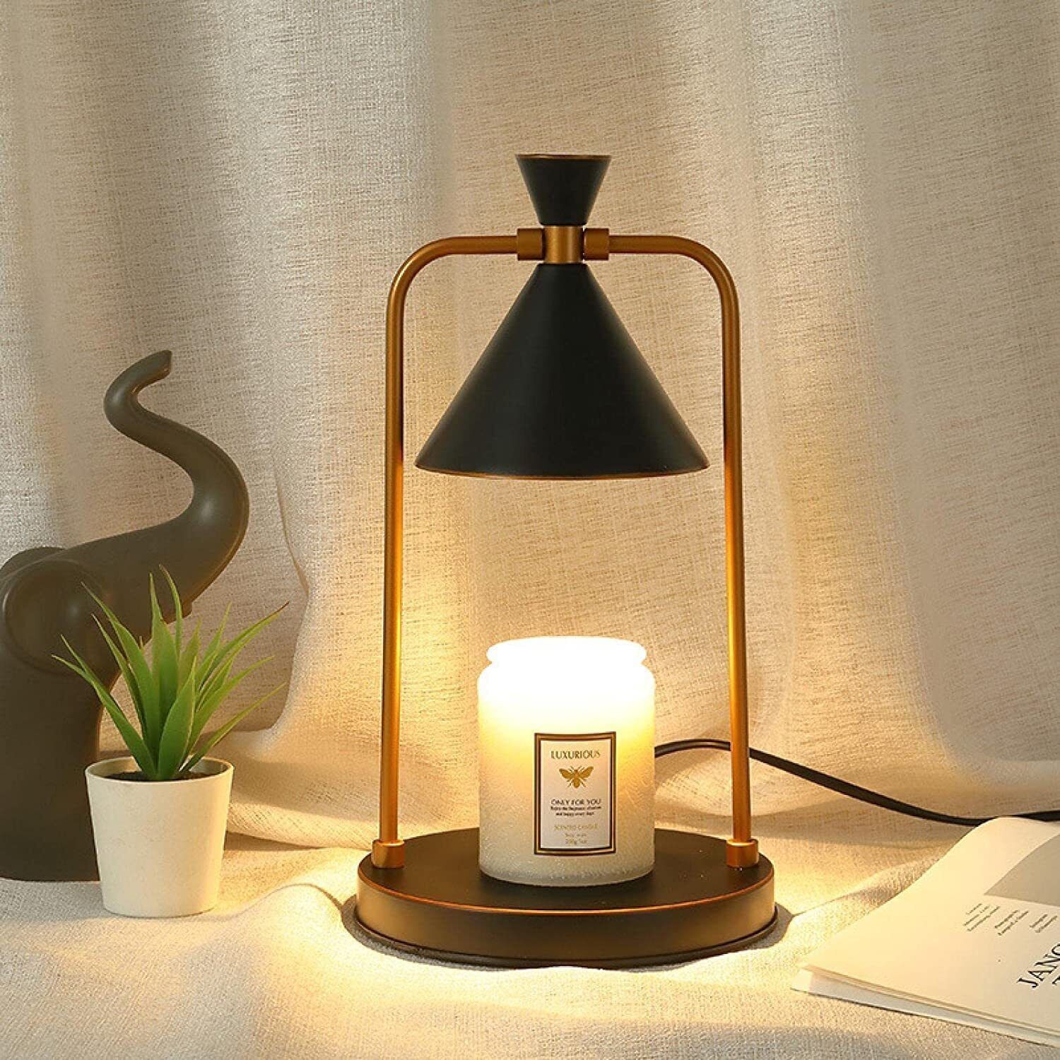 YinMusi Electric Candle Warmer Dimmable Lamp Light w/ Timer Remote, Bulbs, Black